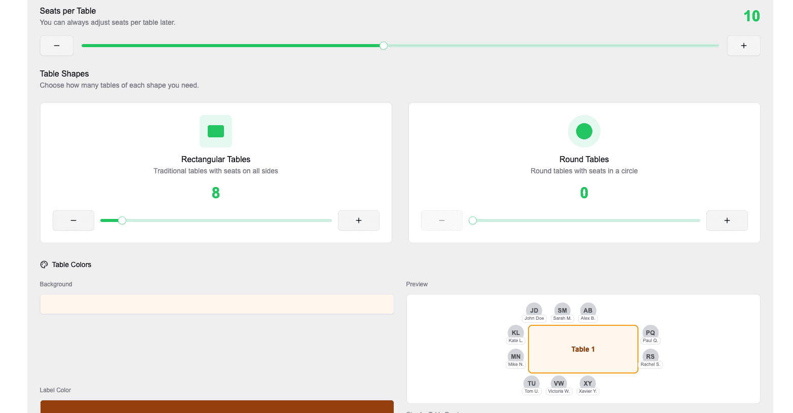 Configure Tables