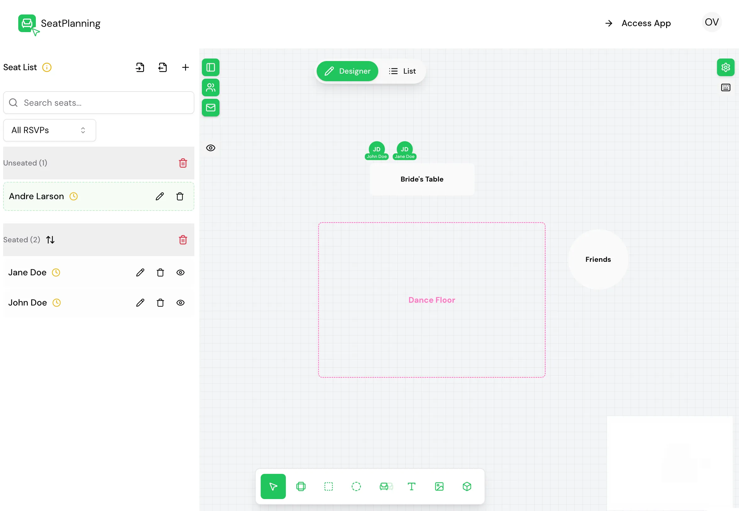 SeatPlanning Chart Interface