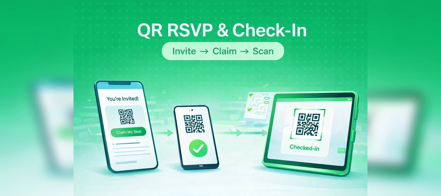 RSVP mit QR-Einlass: Gäste per E-Mail einladen, Plätze beanspruchen und am Einlass einchecken