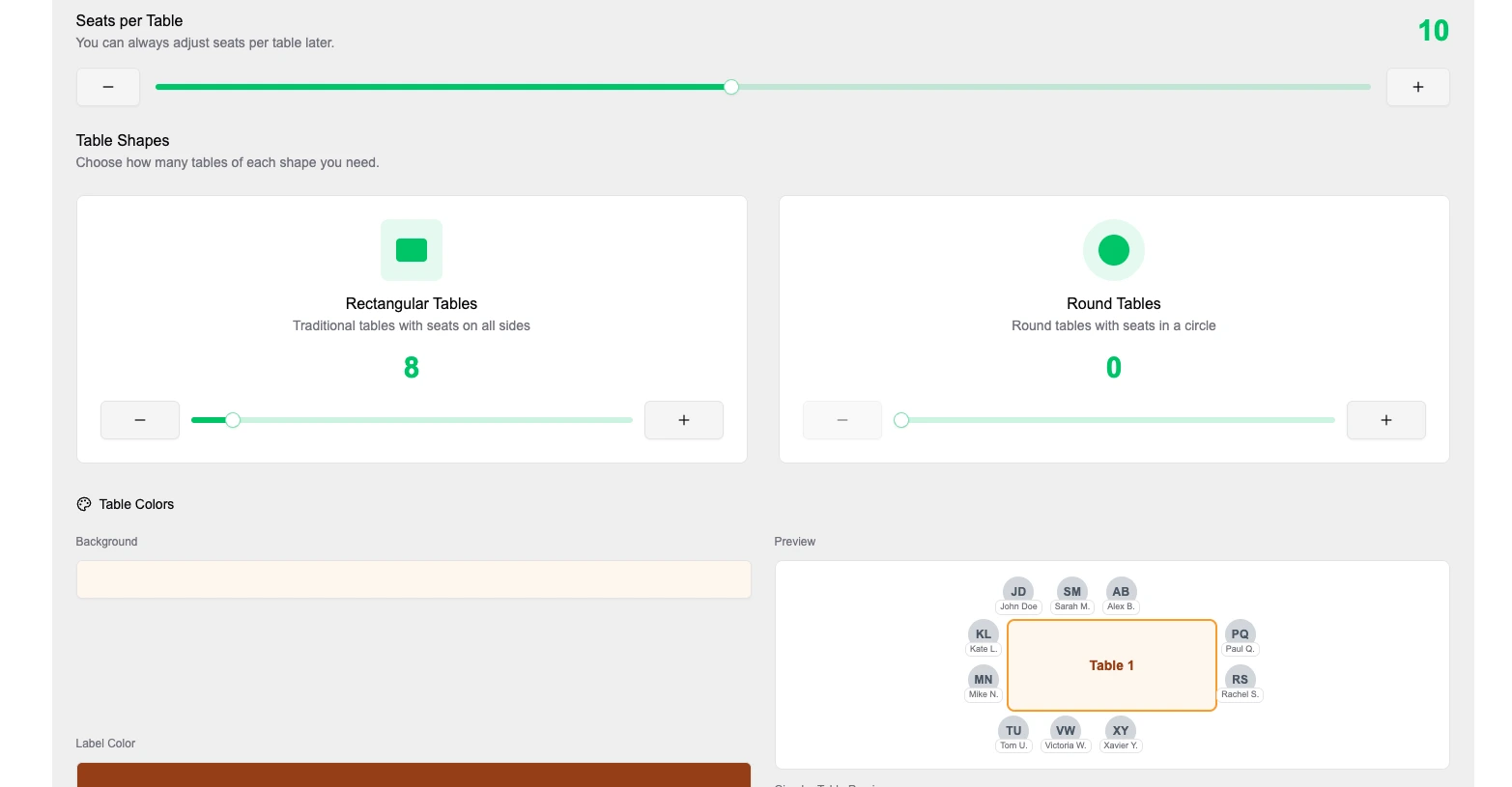 Configure Tables